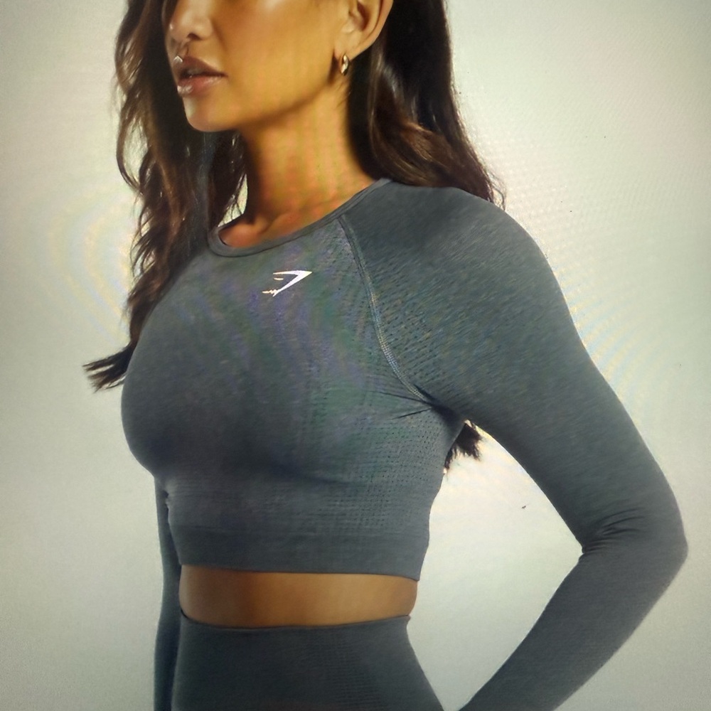 Gymshark Gray Long Sleeve Crop Top
